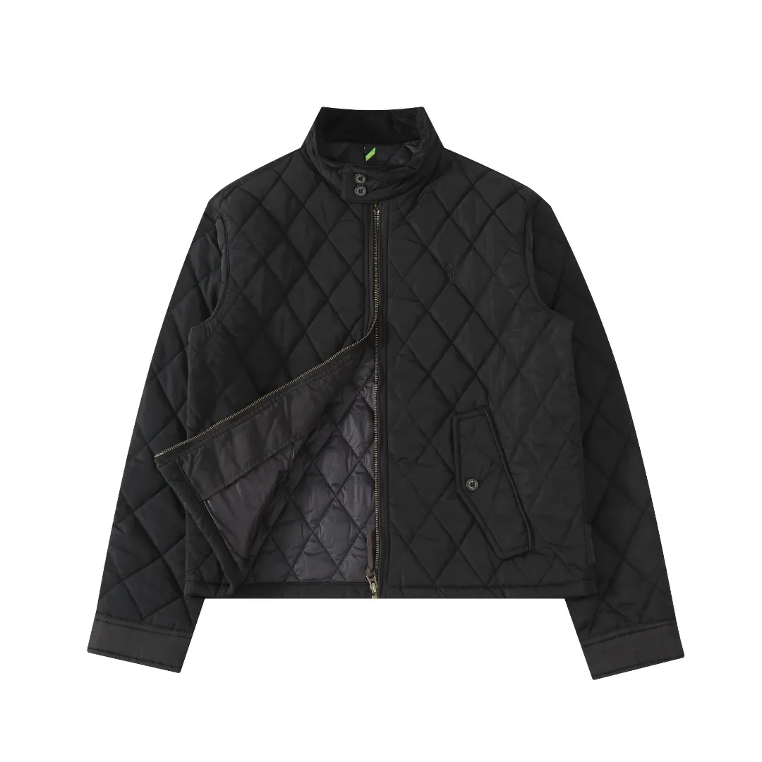 P350 #R57 Ralpah Lauren/Ralph Lauren Diamond Check Stand Collar Veteran Cotton Jacket Uniform British Retro Style for Men and Women Item No. RL17381 Classic Diamond Henley Lavalier Thin Cotton Jacket Simple yet stylish corduroy trimmed cuffs Collar Can be straight folded Two-wear, half-high collar front double-button closure, front full zipper Fabric has a certain anti-water effect, classic forever , there are adjustable buckle tabs at the back waist. Delicate embroidery of the pony on the left side of the chest is retro and timeless. Color: black, navy blue, brown, army green. Size: M L